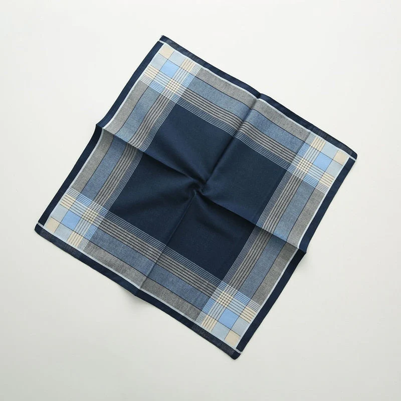 HULIANFU Men  Fashion Business Pure Cotton Jacquard Plaid Handkerchief Out Camping Picnic Eating Clean Portable Pocket Towel Harajuku - Deanwangkt