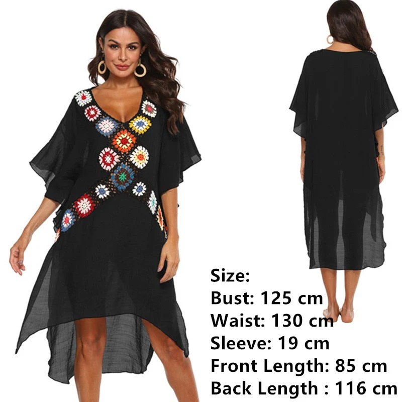 Women Beach Dress Cover-ups Swimsuit Cover Up Pareo Ups Beachwear White Dresses Bathing Suit for Woman Summer Ladies Tunic - Deanwangkt