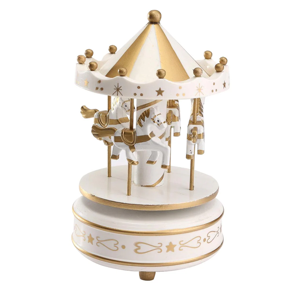 HULIANFU Merry-Go-Round Music Boxes Wind Up Wooden Horse Roundabout Carousel Musical Box Kid Birthday Christmas Gift Christmas Home Decor - Deanwangkt