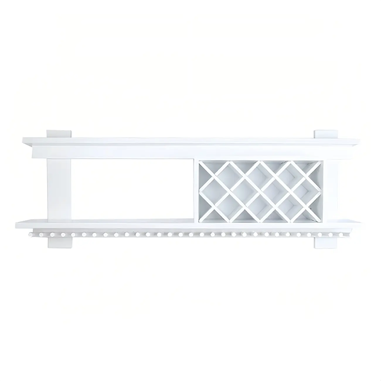 Pine Wooden Wall-Mounted Display Open Wine Bottle & Glass Rack