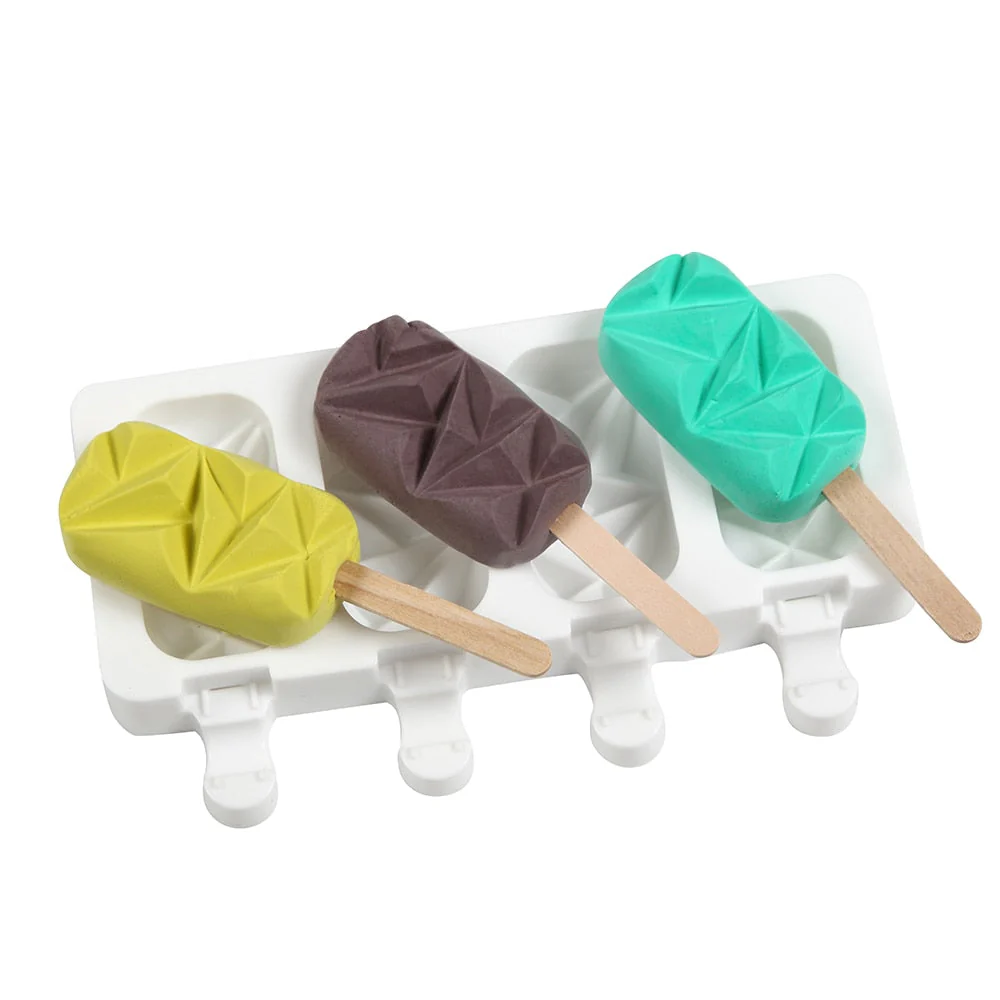 HULIANFU Silicone Ice Cream Mold  4 Holes Popsicle Cube Maker Mould Chocolate Tray Kitchen Gadgets Dining Bar Home Garden  Baking Tools - Deanwangkt