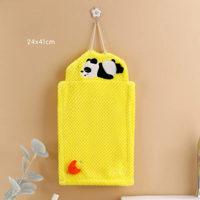 HULIANFU Lovely Cartoon Handkerchief Towel Hanging Absorbent Coral Velvet Wipe a Towel Household Kitchen Quick Drying Hand Cloth - Deanwangkt