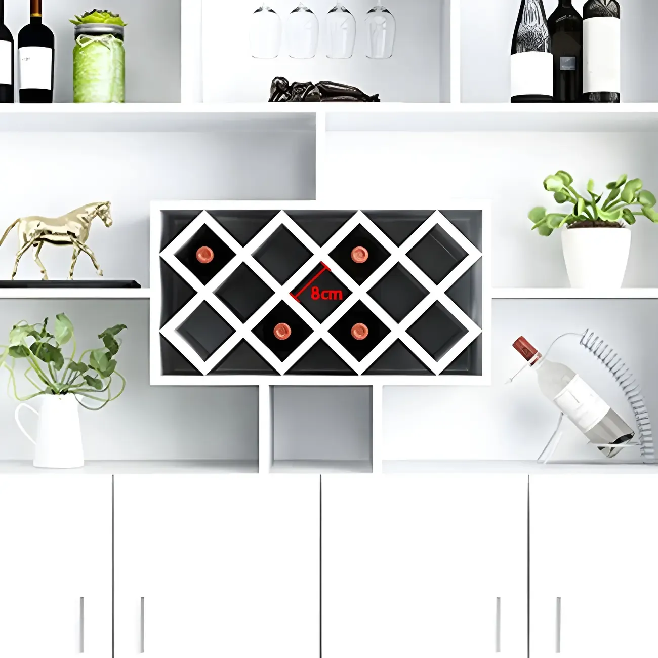Black Modern Large Wooden Open Stackable Wine Cabinet