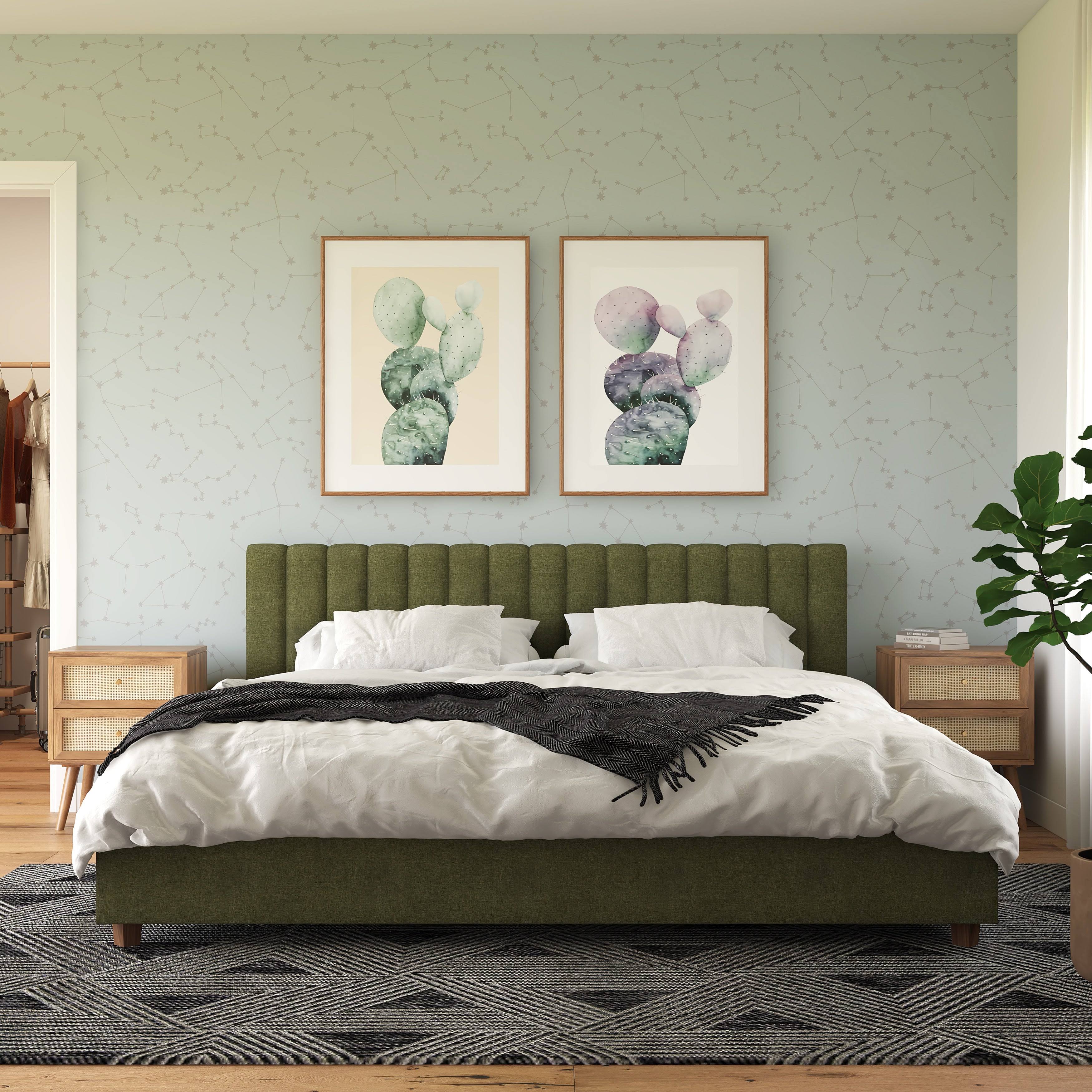 Novogratz Brittany Upholstered Bed (Green - King)