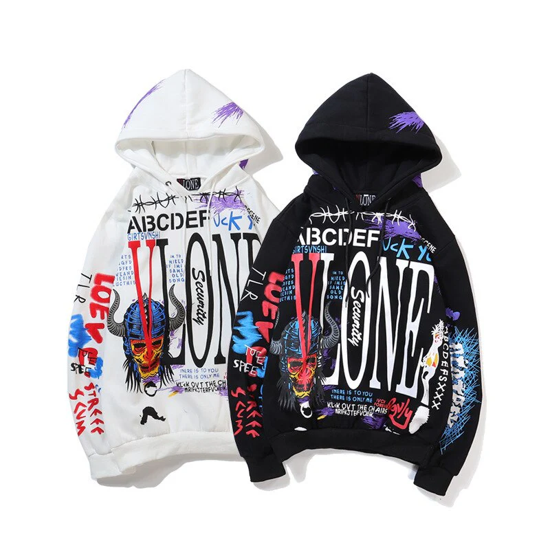 Mens Hip Hop Hoodies Letter Printed Hooded Sweatshirt Women Streetwear Casual Fashion Tide Loose Hoodie Pullovers Vintage - Deanwangkt