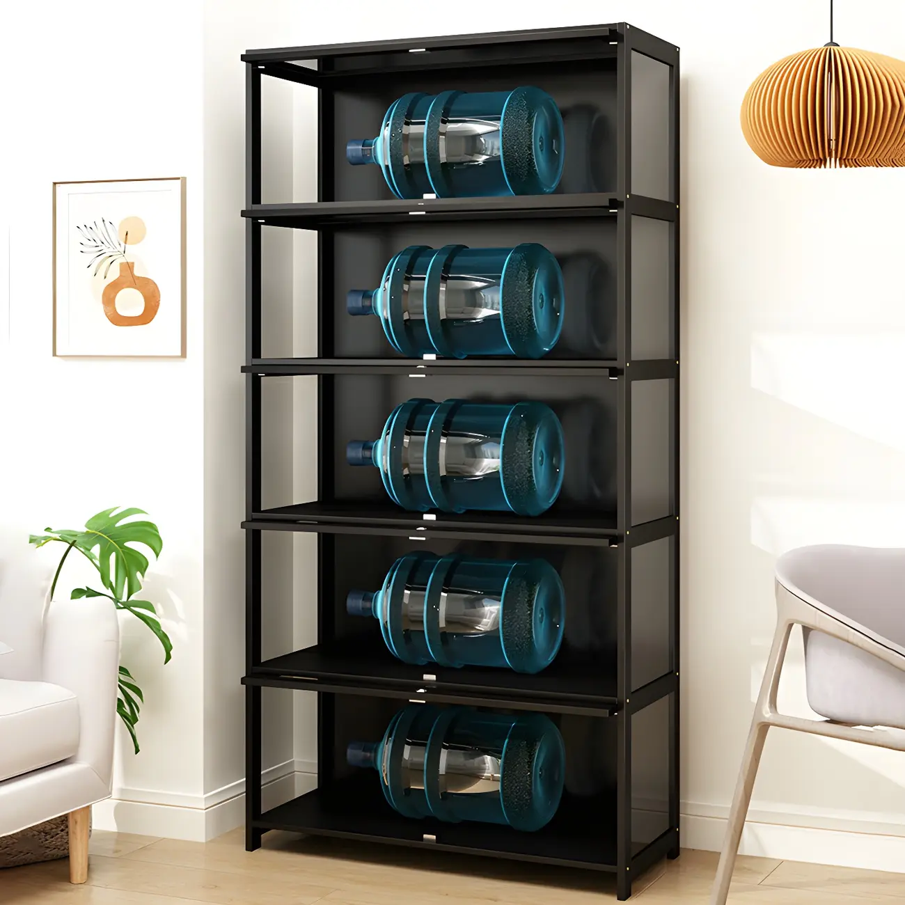Living Room Modern Black Glass Figurine Display Cabinet