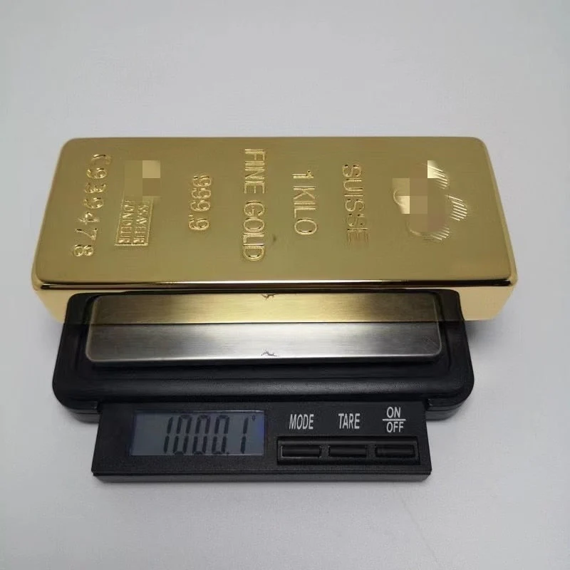HULIANFU Suisse 1kg Gold Bullion Bar Swiss 1000g Pure Copper Inside 999 Fine Gold Plated Gold Bar Ingot Coins For Home Deco Movie Prop - Deanwangkt