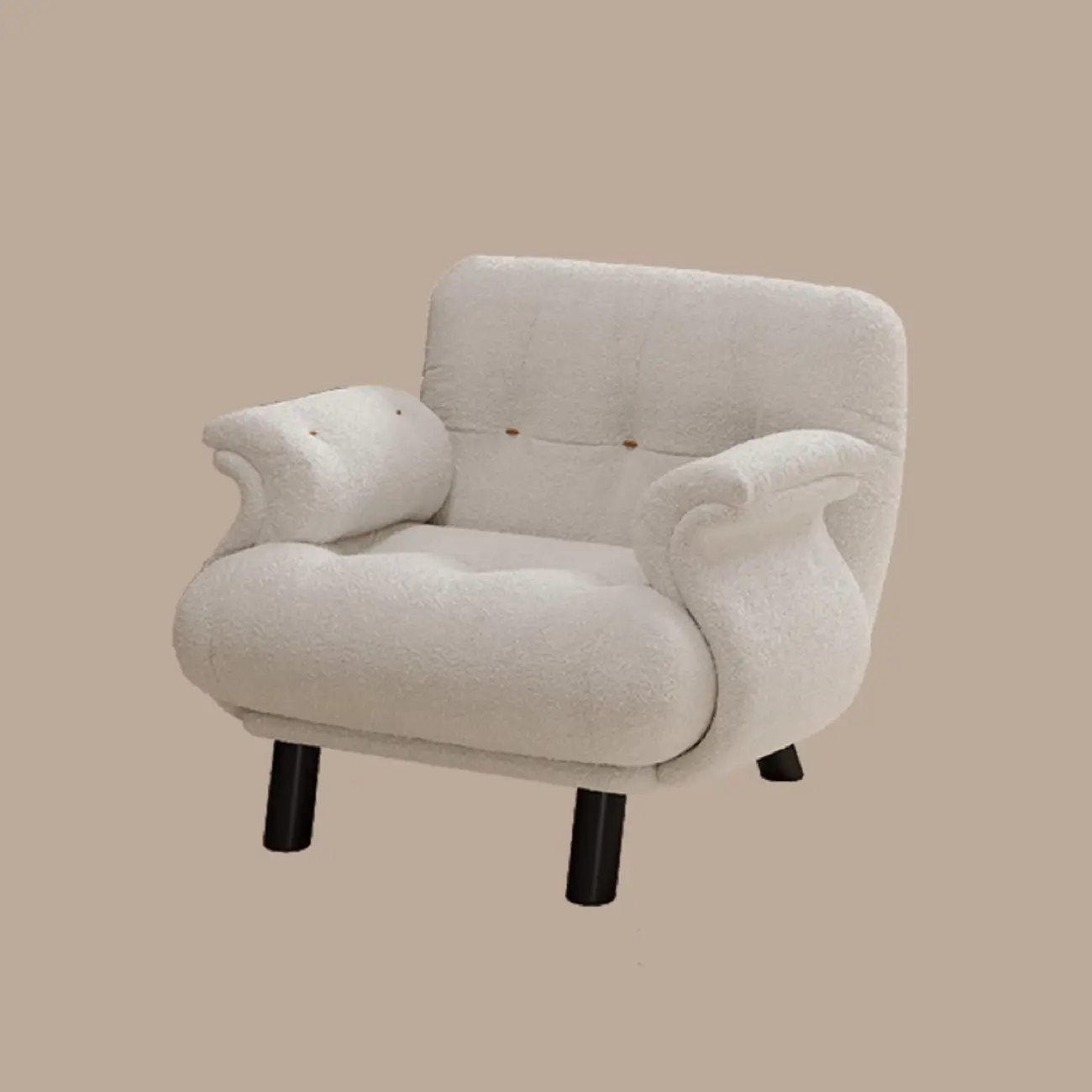 Elegant White Snowflake Velvet Upholstered Arm Accent Chair