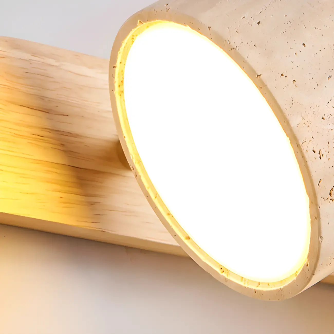 3-Light Bathroom Circle LED Stone Cylinder Vanity Light