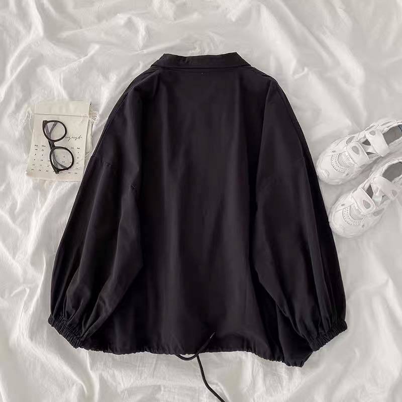 Hulianfu Women Basic Jackets Turn Down Collar Zipper Harajuku Elastic BF Chic Ulzzang Loose Korean Style Cool Streetwear Casual Outerwear - Deanwangkt