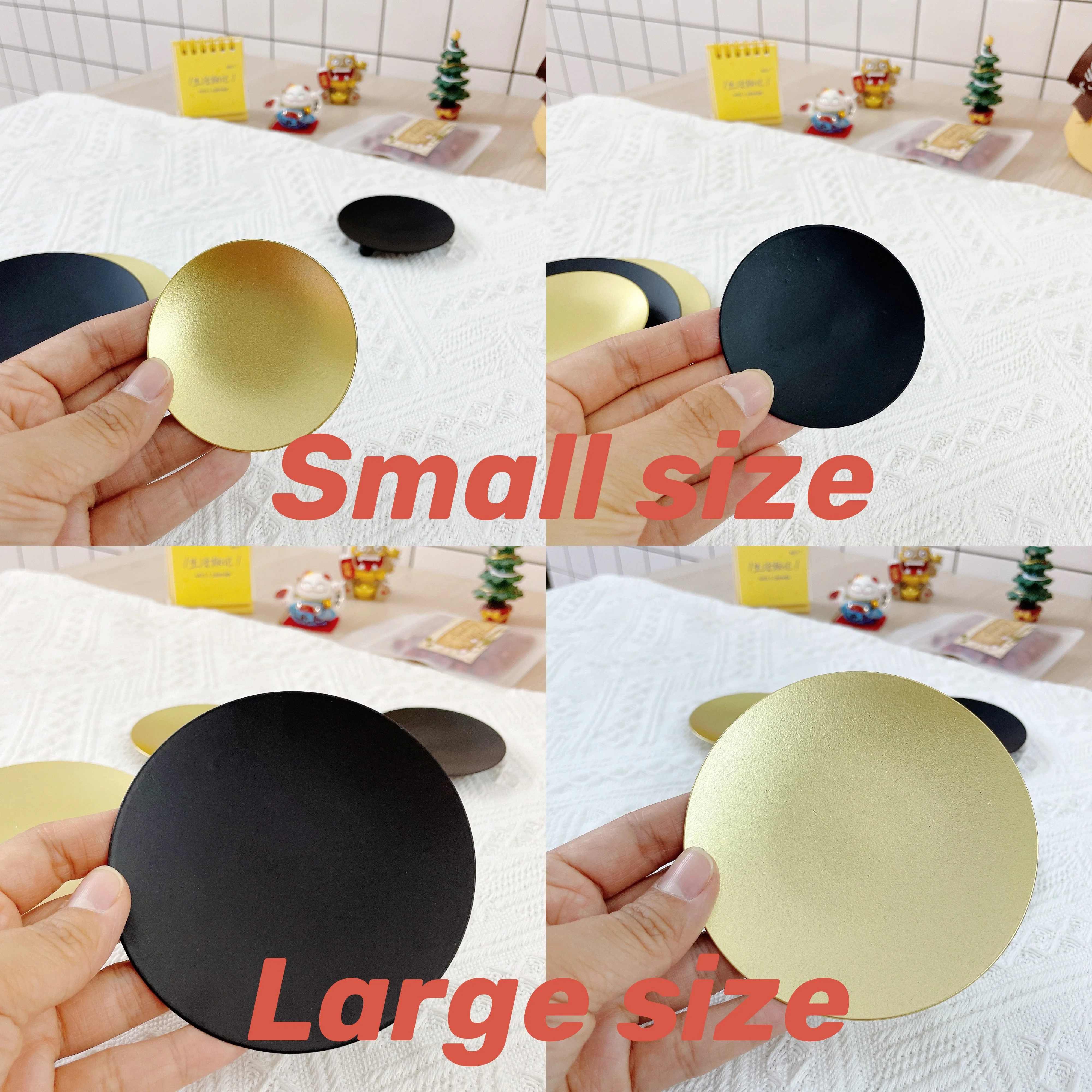 HULIANFU Iron Black Gold Plated Candle Holders Pillar Metal Plate For Wedding Party Festival Portavelas Candelabra Art Gift Home Decor - Deanwangkt