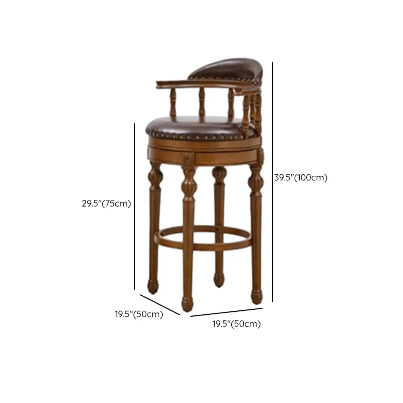 Traditional Brown Rubberwood Cushioned Bar Stools