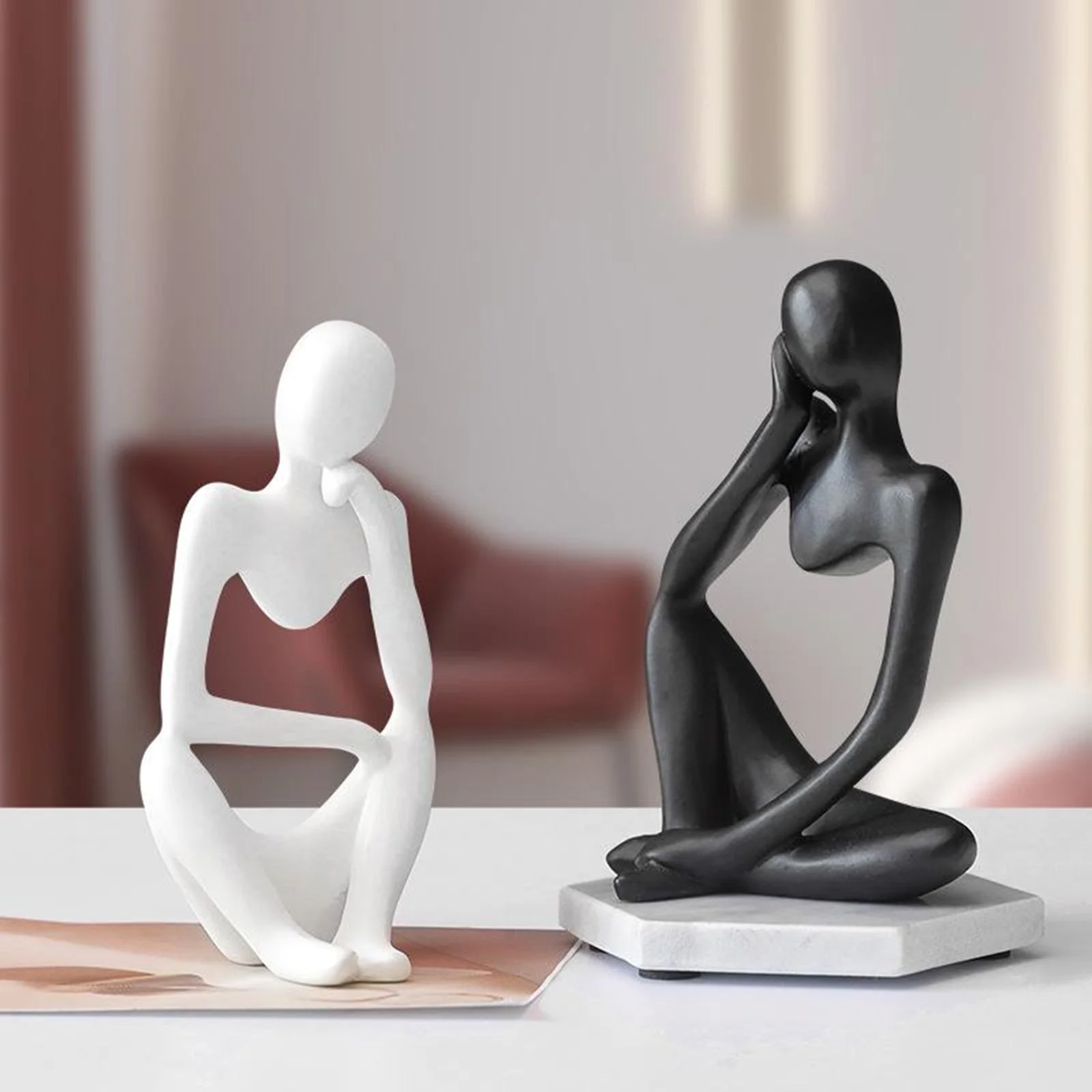 HULIANFU Thinker Statue Abstract Figure Sculpture Mini Character Statue Ornaments For Home Desktop Furnishings Home Decor Birthday Gift - Deanwangkt