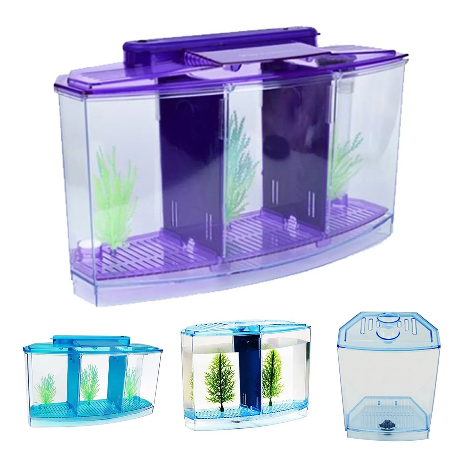 HULIANFU Multifunctional Acrylic Split Fish Tank Breed Box with LED Light Imitation Plant Fish Tank Acrylic Non-toxic Aquariums - Deanwangkt
