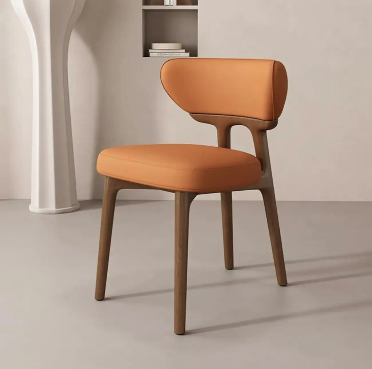 Scandinavian Low Back Upholstered Wood Dining Chair