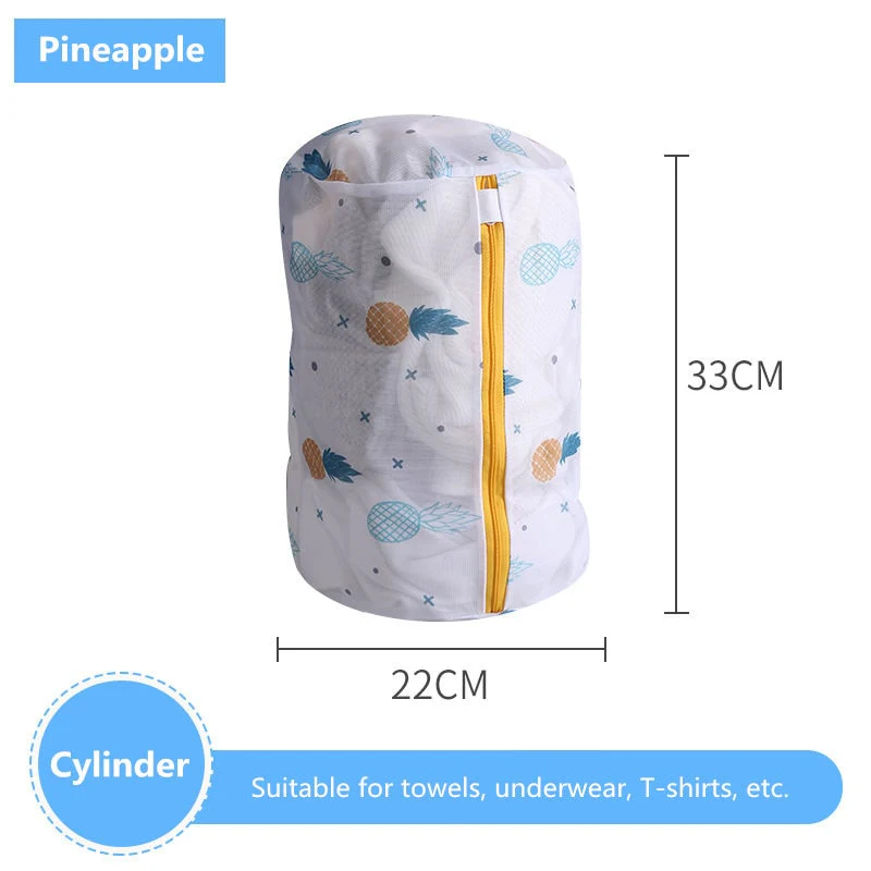 HULIANFU Pineapple Printing Zippered Mesh Laundry Bag Polyester Washing Net Bag For Underwear Sock Washing Machine Pouch Clothes Bra Bags - Deanwangkt