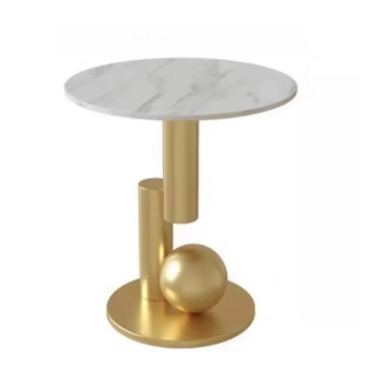 Glam Round Stone Top End Table Abstract Base