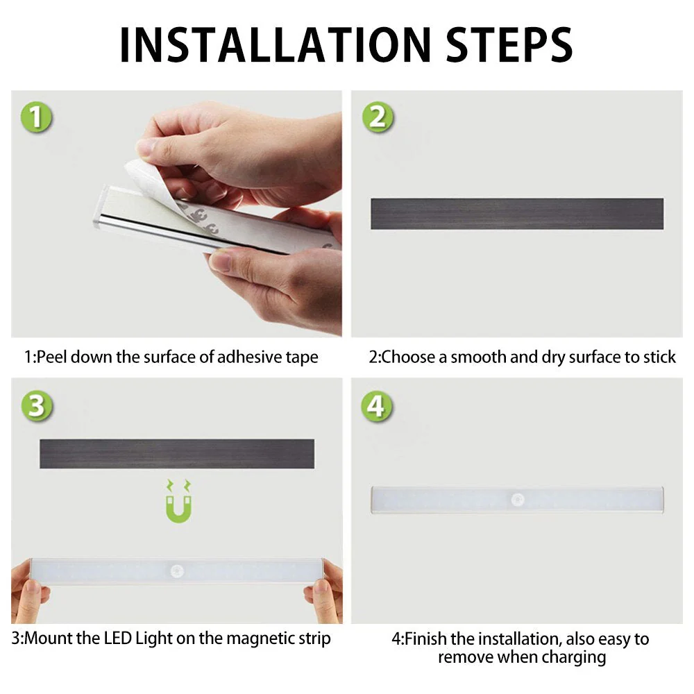 HULIANFU Ultra-Thin Closet Ligh Lights 24/40/60 LED Motion Sensor Light Cupboard Wardrobe Night Lamp Kitchen Bedroom Cabinet led lights - Deanwangkt