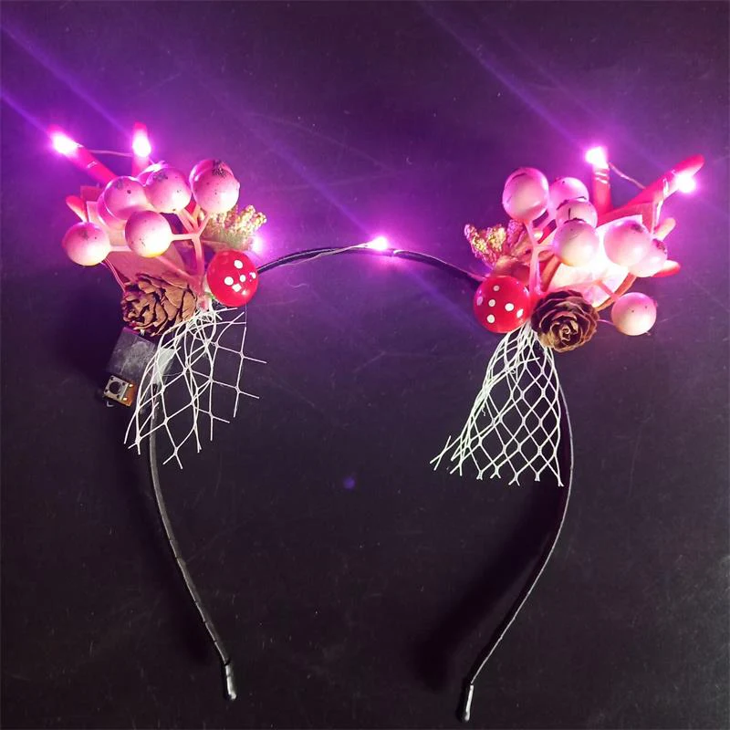 HULIANFU 2026  Luminous Elk Antler Headband Christmas Concert Forest Branch Deer Ear Headgear Hair Accessories Scenic Stage Show Photo Props - Deanwangkt