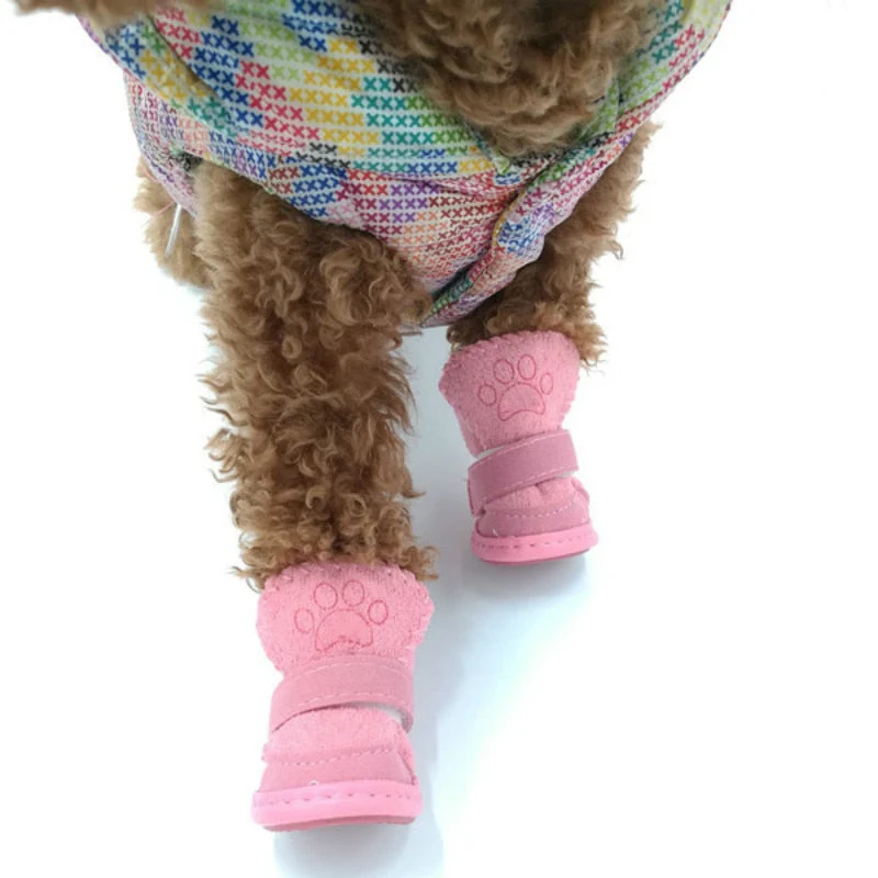 HULIANFU S-XXL Winter Warm Shoes for Dogs 4Pcs/Set Cute Dog Boots Snow Walking Cotton Blend Puppy Sneakers Pet Supplies - Deanwangkt
