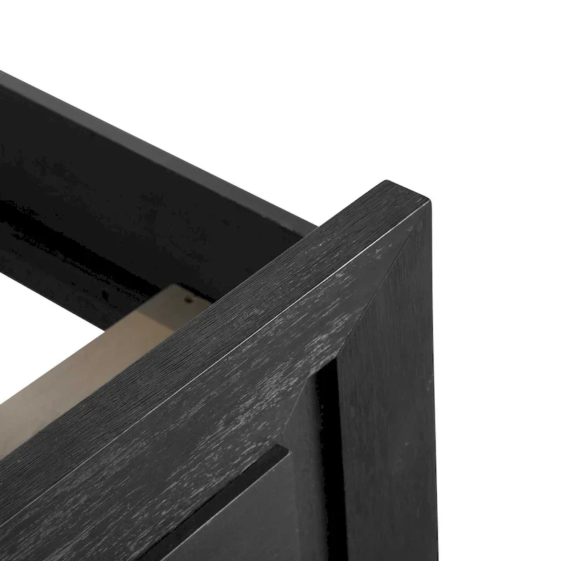 Furniture of America Alaric Modern Black Solid Wood Panel Bed with LED Light Headboard