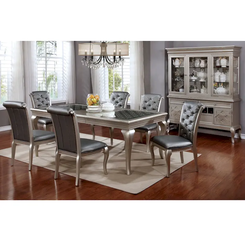 Tily Glam Grey Solid Wood 7-Piece Dining Set by Furniture of America