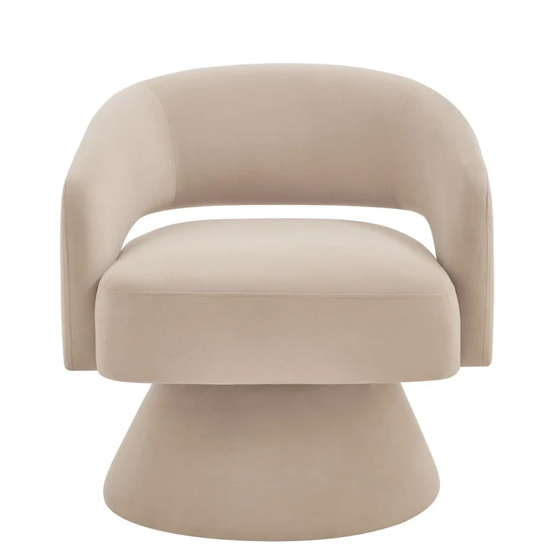 Upholstered Velvet Swivel Accent Chairs with Open Backrest