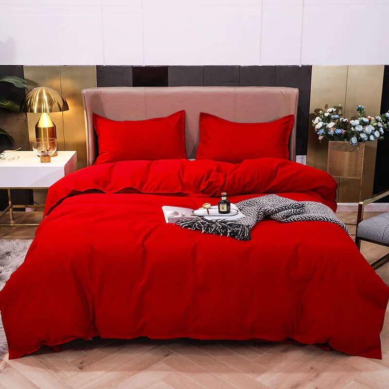 HULIANFU Nordic Double Color Bedding Set Single Queen King Duver Cover Set 240x220 Bed Sheet Bed Linen Pillowcase Gray Pink Quilt Covers - Deanwangkt
