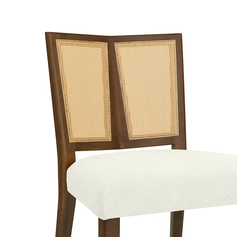 '- Oliver Mid-Century Rattan Back Upholstered Dining Chair Set of 2