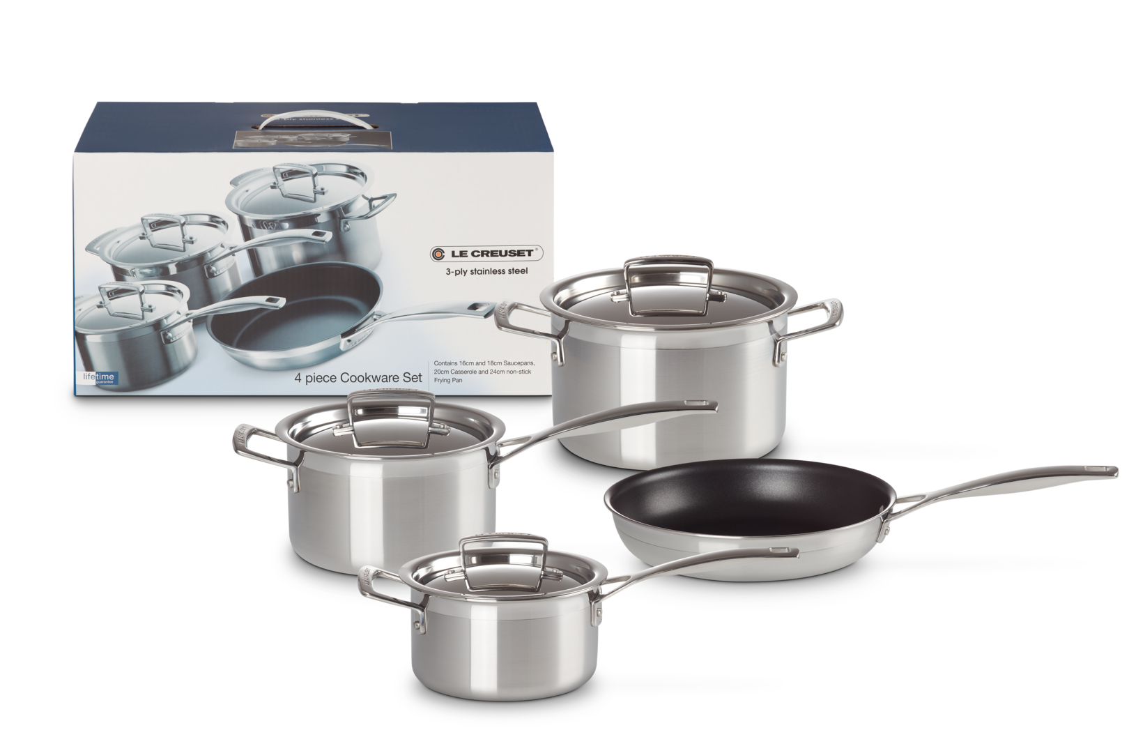 3-ply Stainless Steel 4-piece Cookware Set