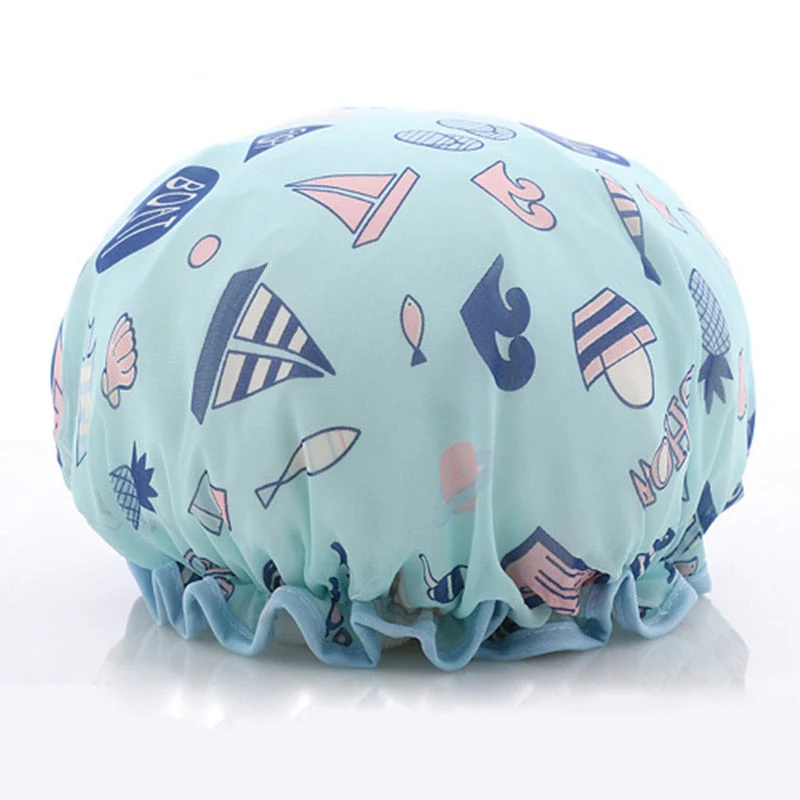 HULIANFU Women Hair Cap Hat Supplies Bathroom Double Layer Shower Waterproof Thick Cover Accessories - Deanwangkt