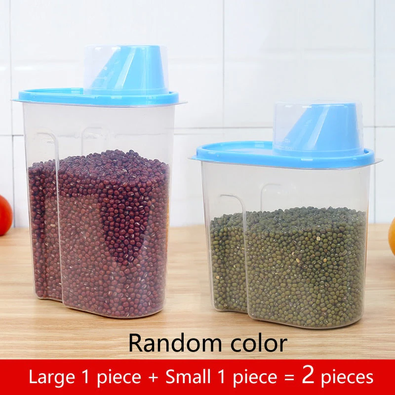 HULIANFU PP Food Storage Box Plastic Clear Container Set with Pour Lids Kitchen Storage Bottles Jars Dried Grains Tank 1.9L-2.5L H1211 - Deanwangkt