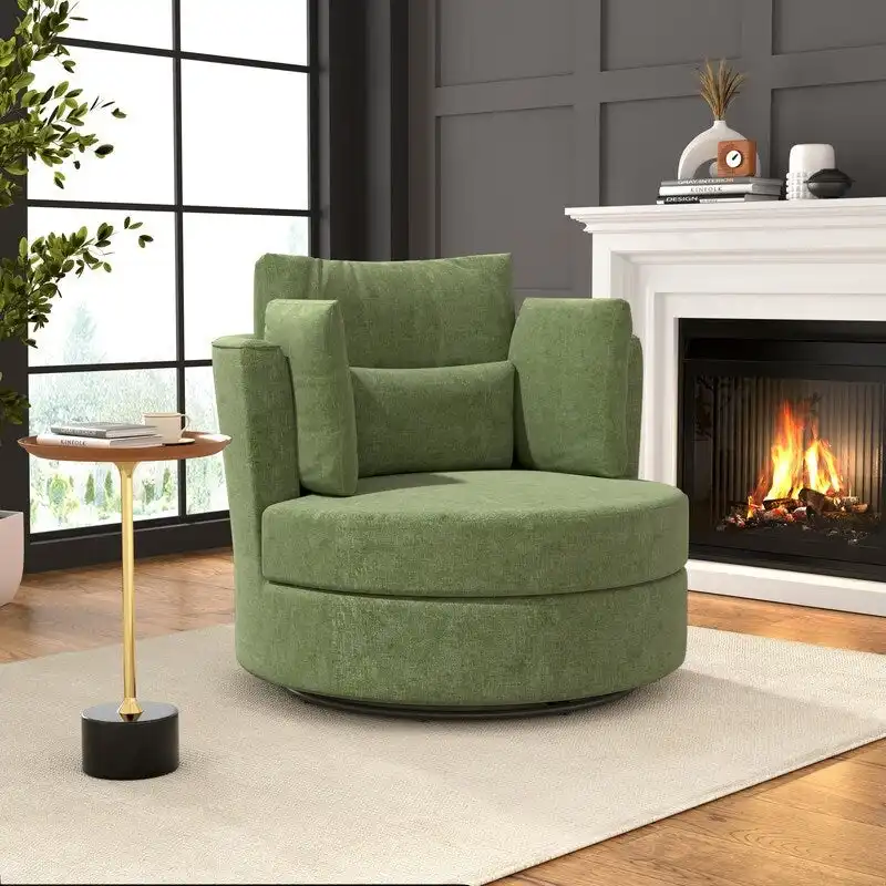 Chenille Swivel 34.7 Wide Soft Modern Upholstered Accent Chair