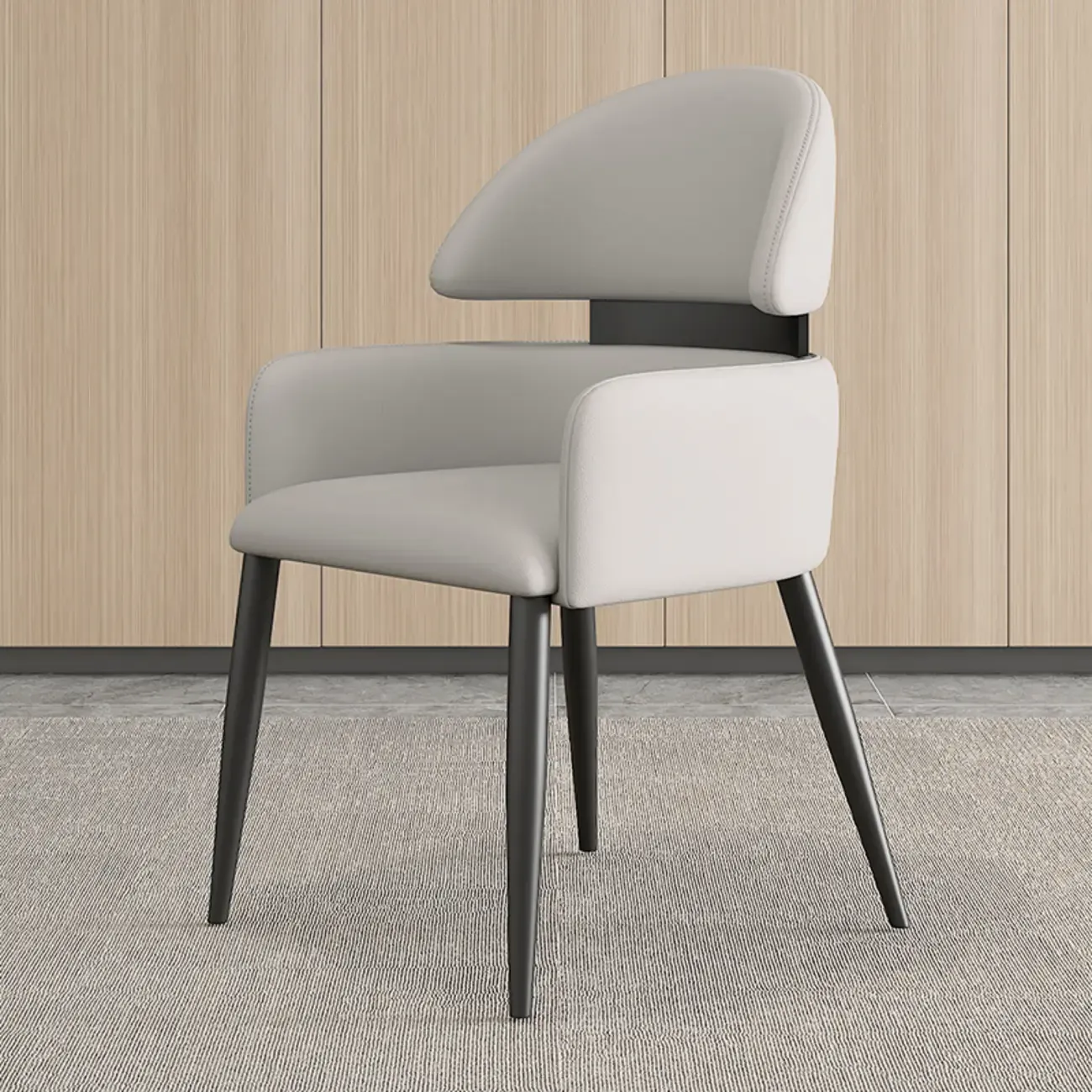 Brown Curved Back Anti-cat Scratch Leather Dining Chairs