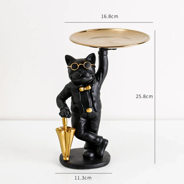 HULIANFU Nordic French Bulldog Sculpture Dog Statue Statue Jewelry Storage Table Decoration Gift Belt Plate Glasses Tray Home Art Statue - Deanwangkt
