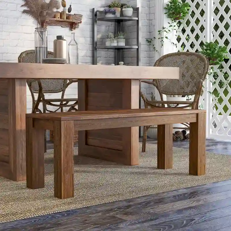 Anaisha Rustic Solid Mango Wood Dining Bench by Furniture of America