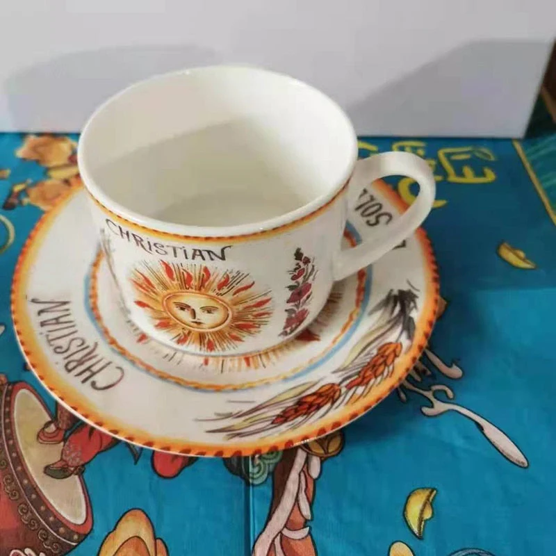 HULIANFU Retro Plate Bone China Dinner Set Nordic Kitchen Ceramic Dessert Charger Plates for Wedding Tableware Trays Decorative Mug Cup - Deanwangkt