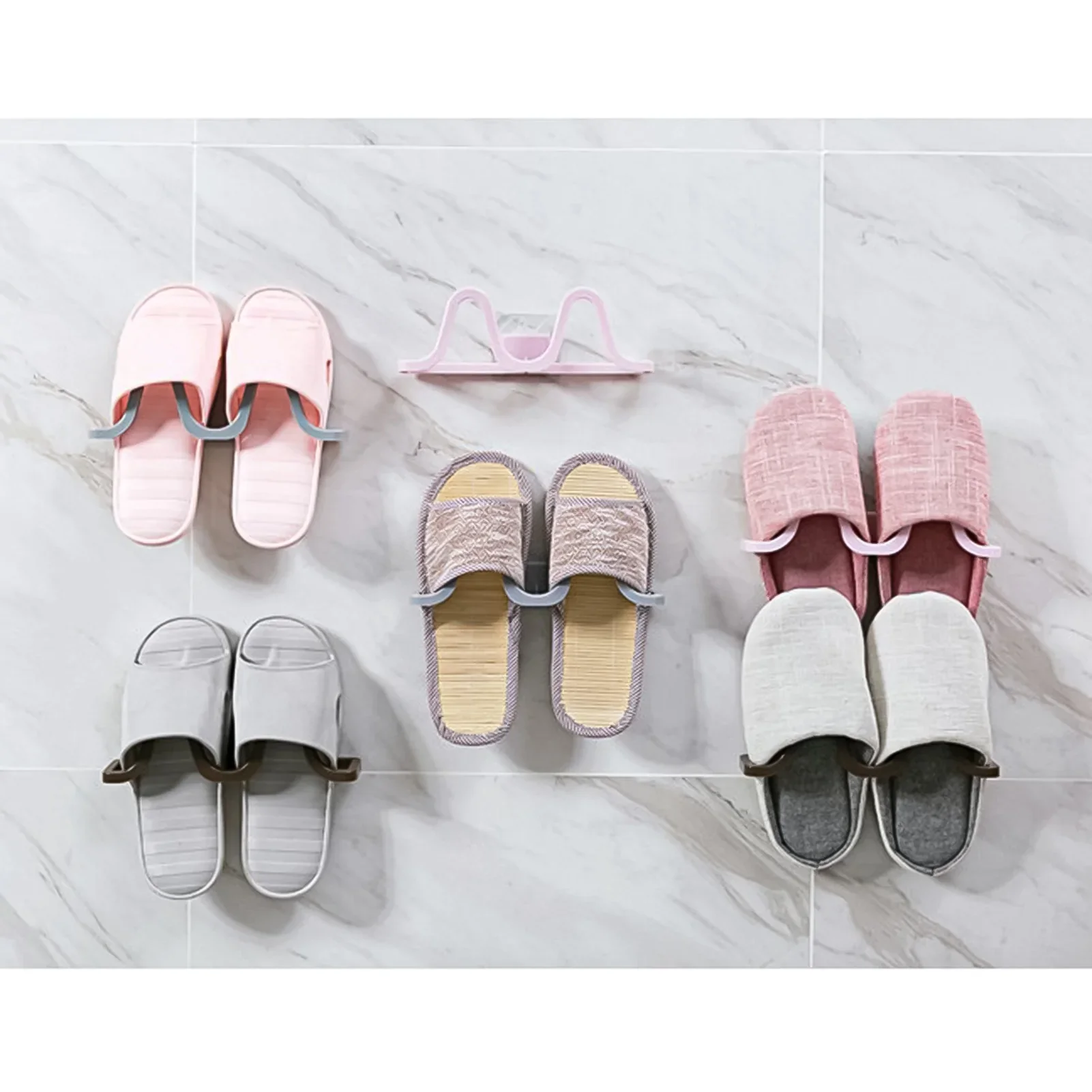 HULIANFU New Wall Mounted Shoe Rack Bathroom Home Shoe Organizer Space Saving Slippers Hanger Punch-free Wall Hanging Storage Rack - Deanwangkt