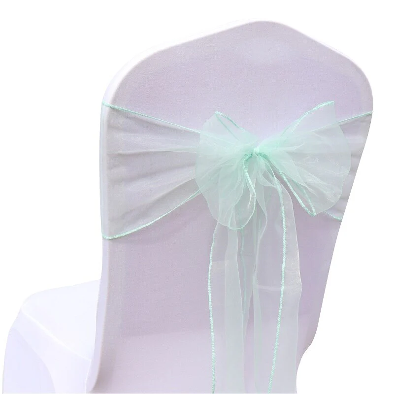 HULIANFU Wedding Decoration Organza Chair Sashes Bow For Party Christmas Halloween hotel Chair Decoration Supplies(Pack of 50pcs  pink) - Deanwangkt