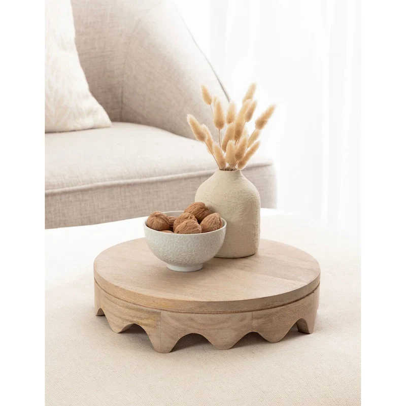 Kate and Laurel Fairlee Wavy Wood Tray - 12x12