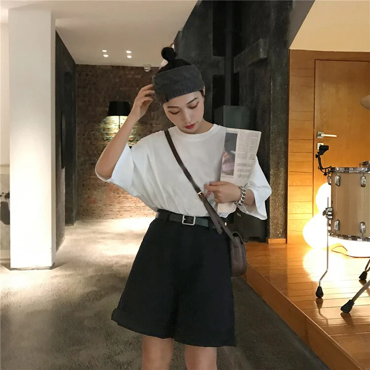 Spring And Summer New Women's Casual Loose Denim Shorts Fashion High Waist Wide Leg Shorts Female Bottoms B01409O - Deanwangkt