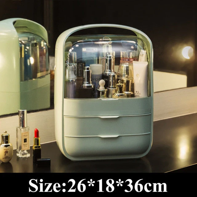 HULIANFU Large Capacity Makeup Organizer Cosmetic Storage Box Drawer Type Desktop Finishing Rack Dustproof Lipstick Beauty Mask Case - Deanwangkt