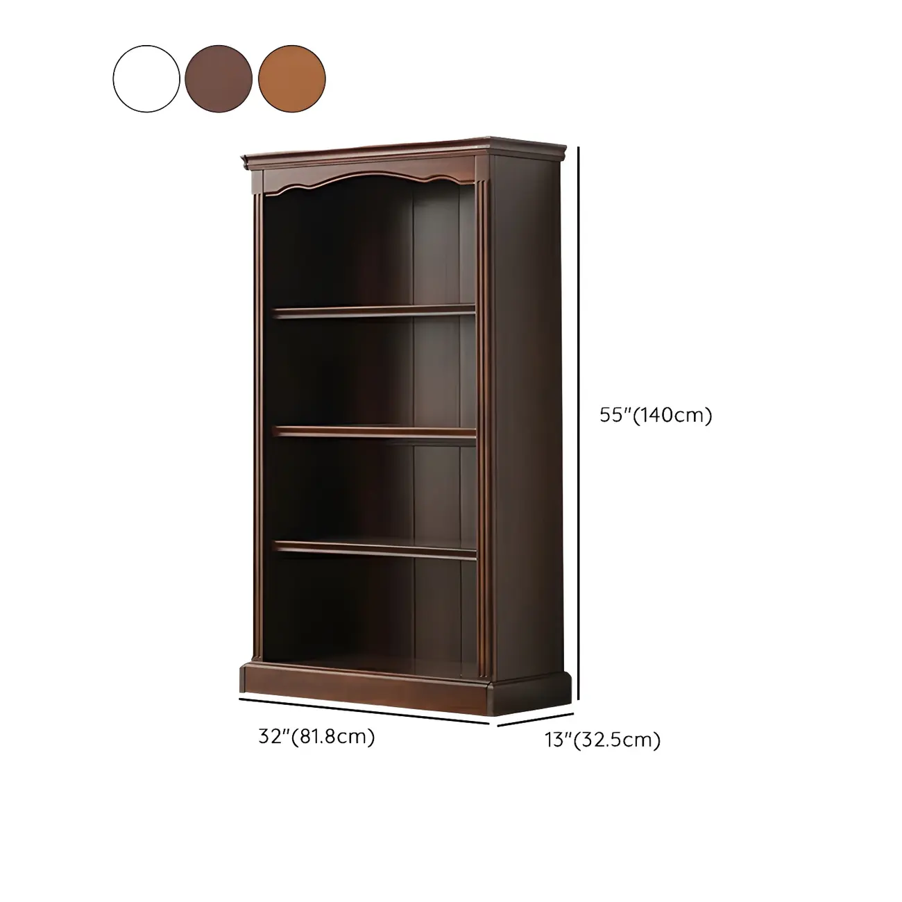 Classic Simple White Rectangular Wood Bookcase