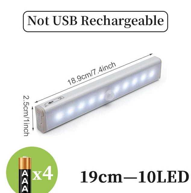 HULIANFU Rechargeable LED Under Cabinet Lighting Closet Light Motion Sensor Kitchen Night Wardrobe With Magnetic Strip For Stairs Bedroom - Deanwangkt