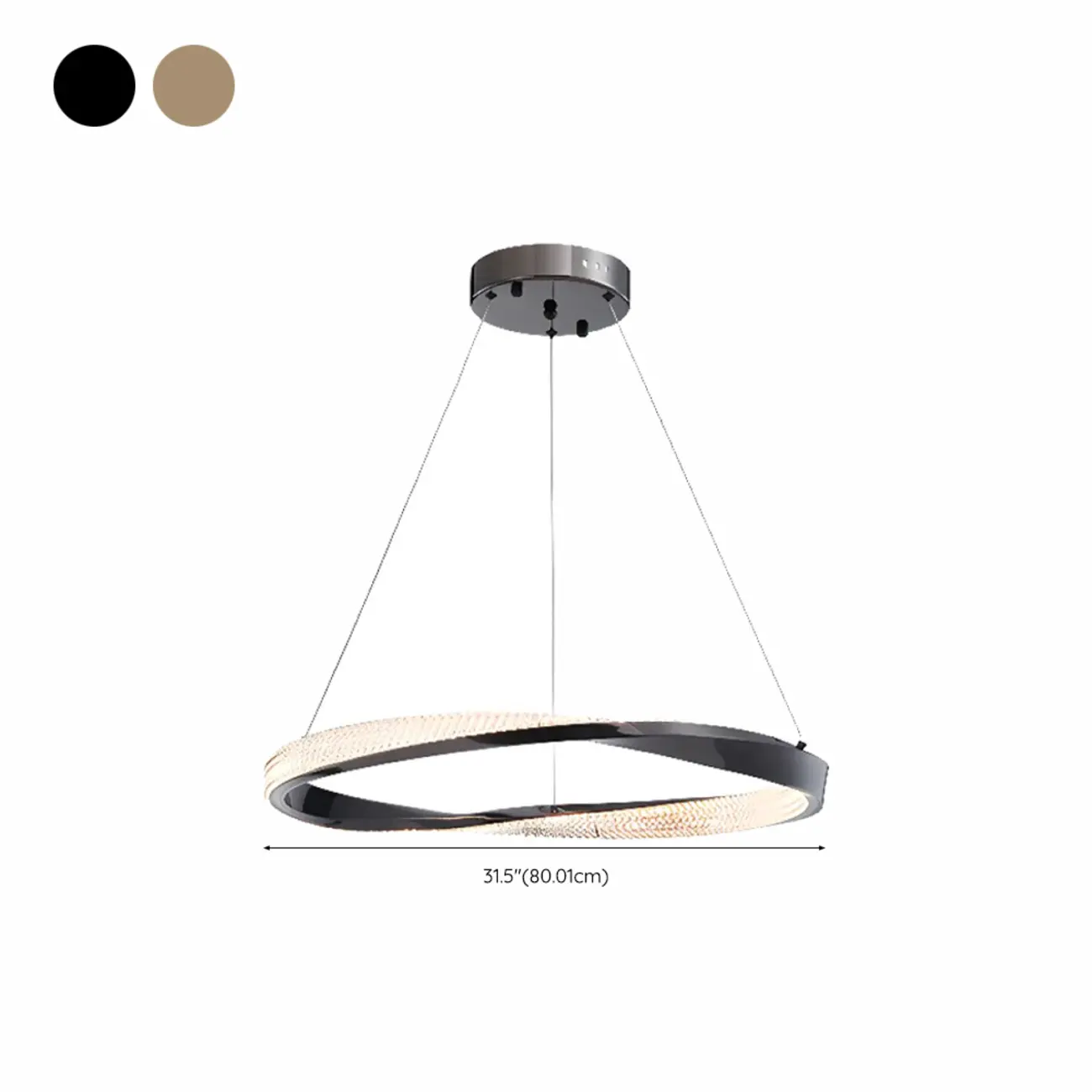 Modern LED Stylish Metal Black Circle Ring Chandelier