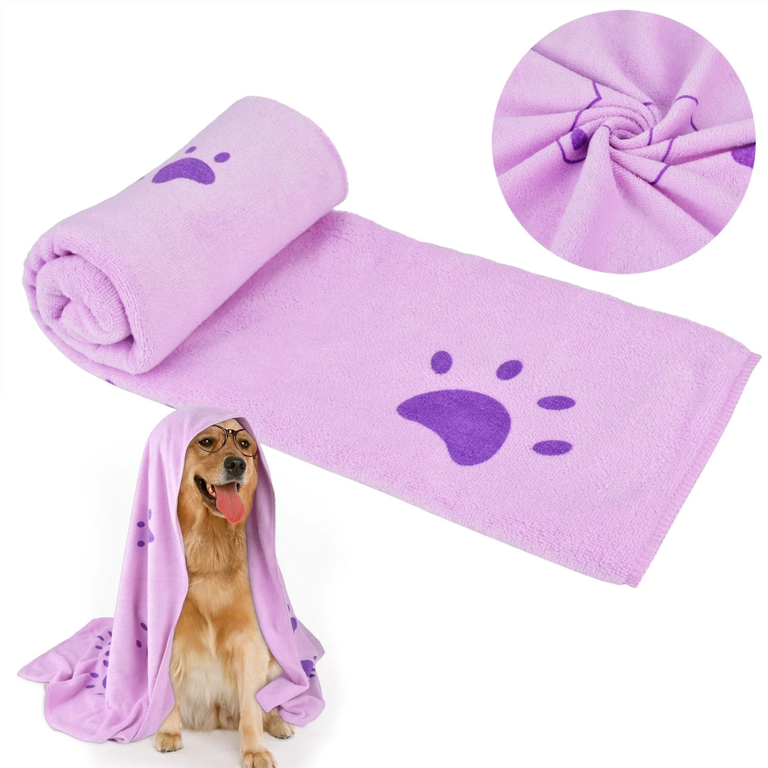 HULIANFU Legendog 1pcs Pet Bath Towel Footprint Printed Oversized Microfiber Towel Strong Absorbing Water Dog Bath Dry Towel Pet Supplies - Deanwangkt