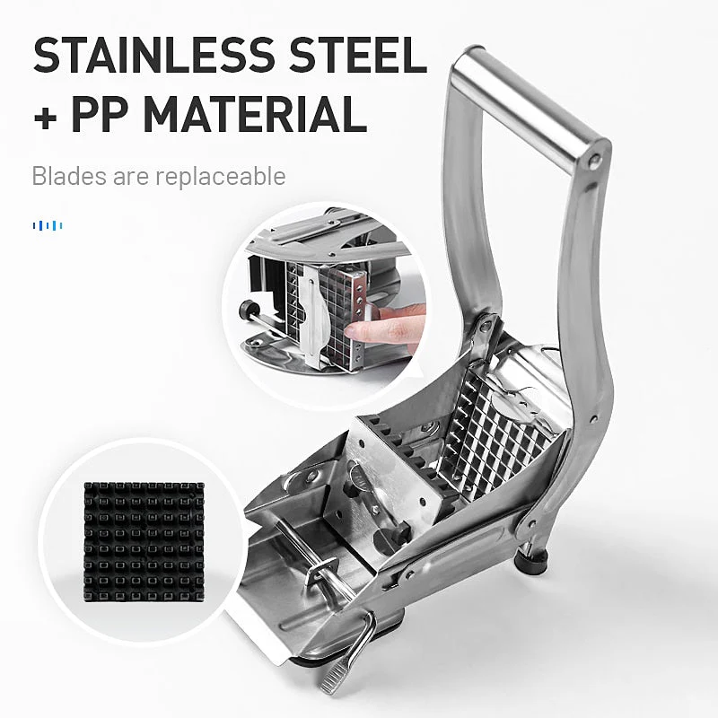 HULIANFU Stainless Steel French Fries Cutters Potato Chips Strip Cutting Machine Maker Slicer Chopper Dicer Home Kitchen Gadgets - Deanwangkt