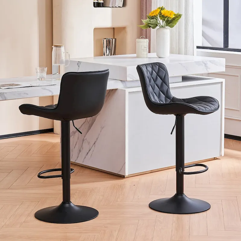 Bar Stools Set of 2 Adjustable Swivel Bar Chairs Modern Counter Stools