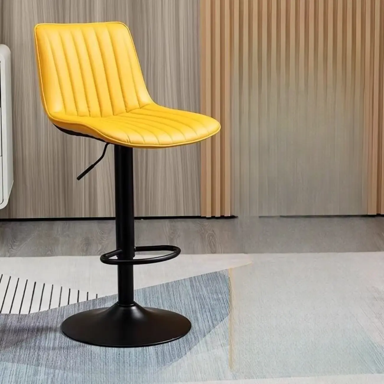 Modern Leather Upholstered Swivel Bar Stools Height Adjustable