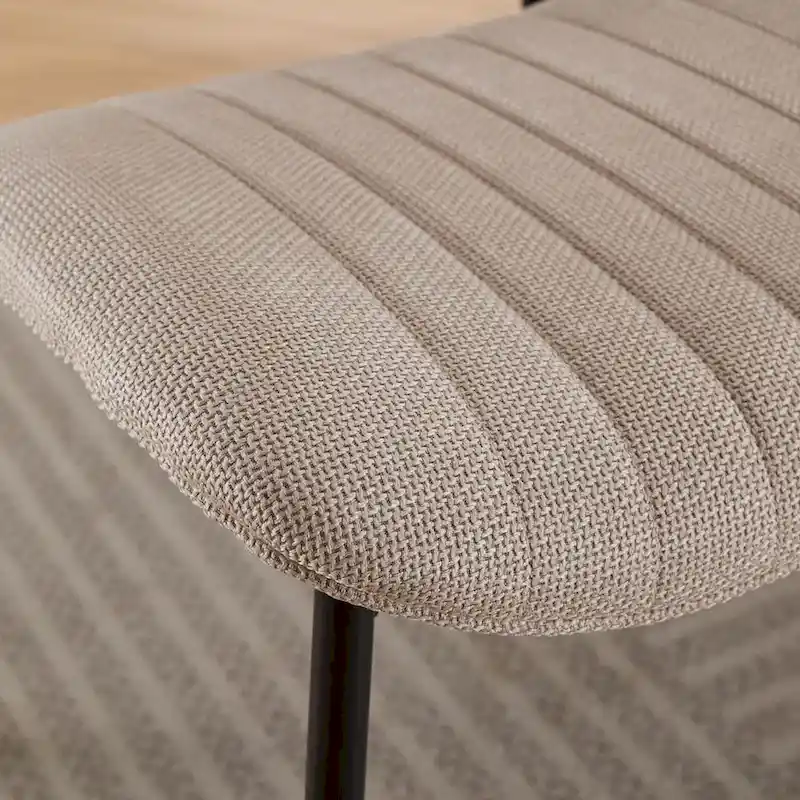 Retro Linen Dining Chairs Set of 2, Bentwood Back with Metal Legs